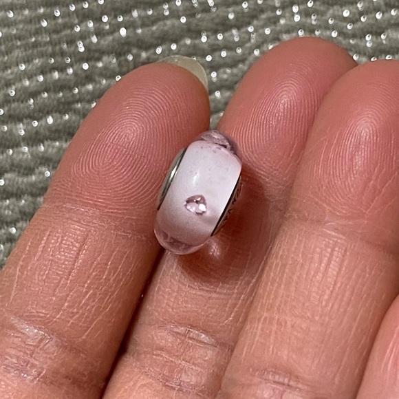 Retired Pandora Pink Hearts Effervescence Murano Glass Bead Charm 2015 Valentine - Picture 5 of 9